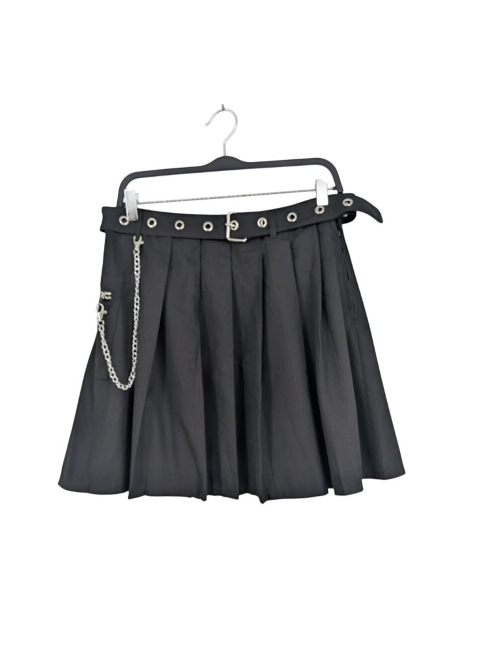 Socialβ Collision Pleated Mini Skirt Grommet Belt China Goth Punk Y2K Alt Large
